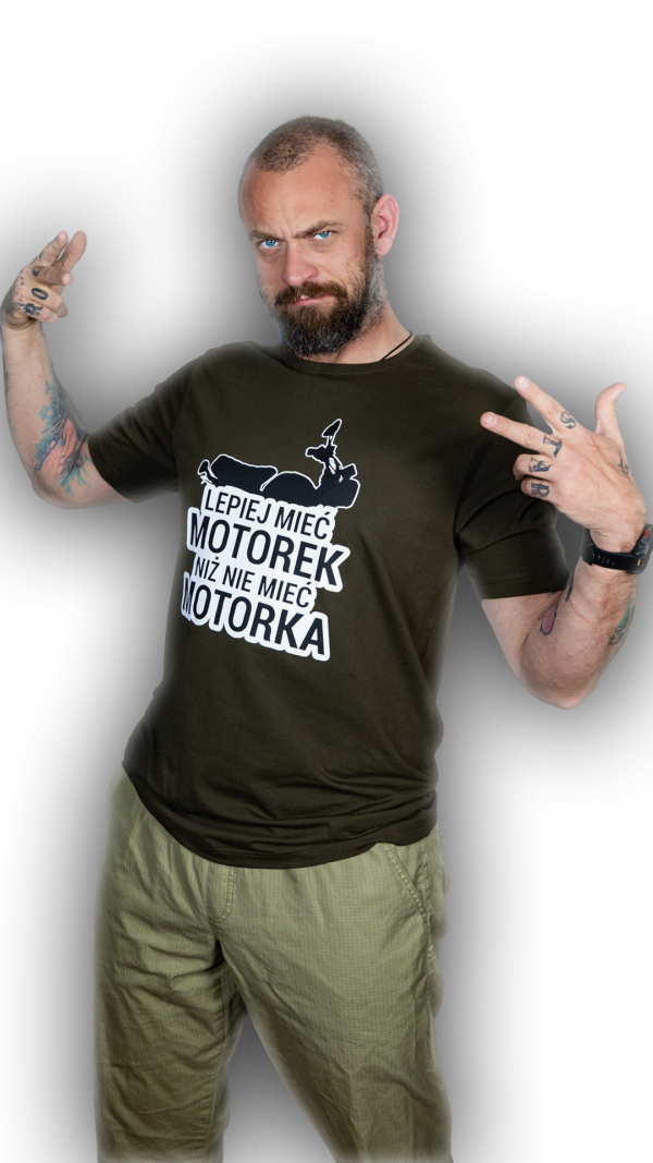 ZIELONA_KOSZULKA_CIECHAN_3 T-shirt “Lepiej mieć motorek”